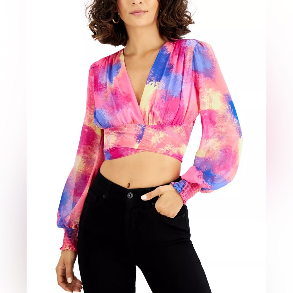 BAR III Electric Wrap Cropped Blouse